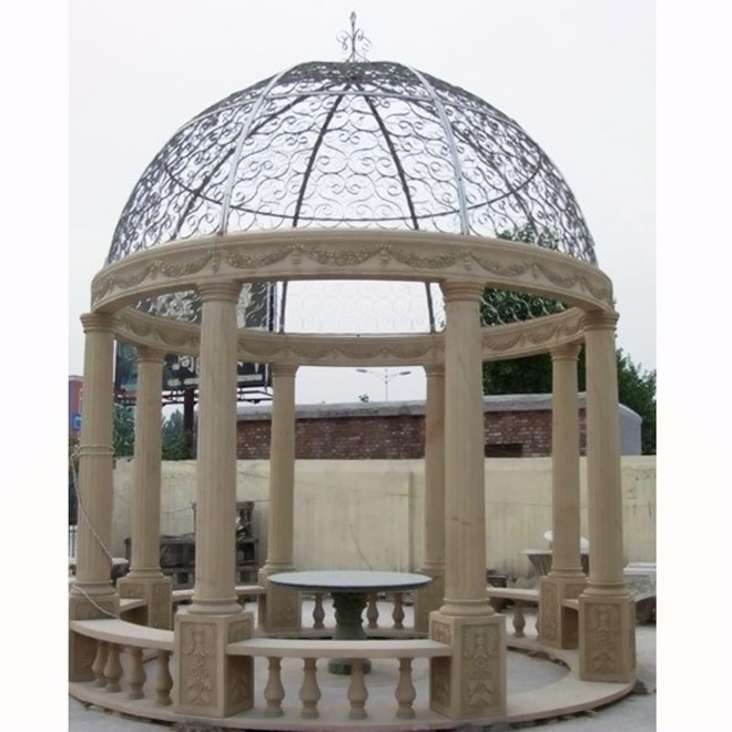 modern marble gazebo with iron dome for sale MOKK-22