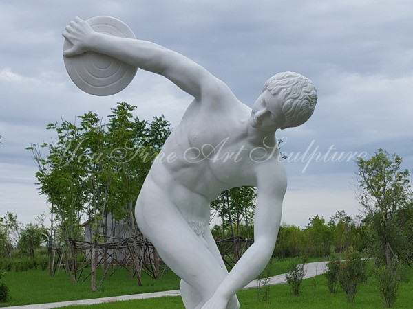 Hand Carved natural marble Greek  Discobolus statue