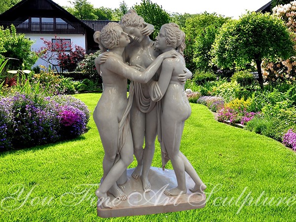 Hand Carved Marble Statue Of The Three Graces