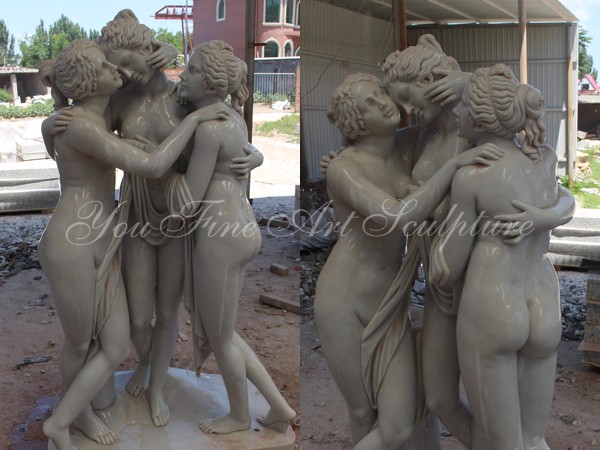 Hand Carved Marble Statue Of The Three Graces