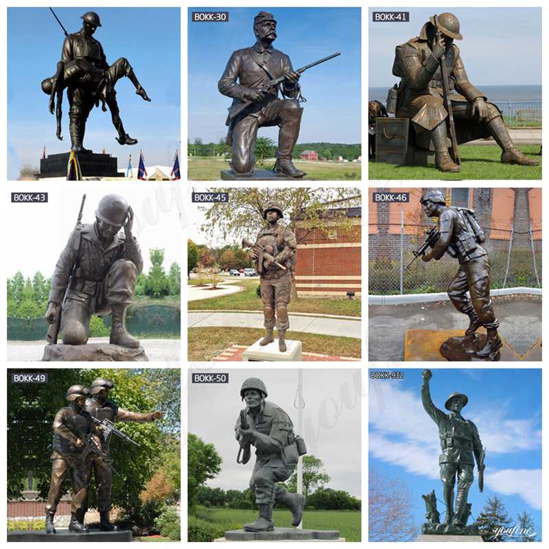 Outdoor Customized Casting Military Bronze Solider Statue supplier