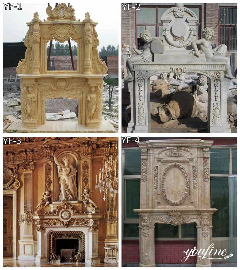 Large Hand-carving Marble Fireplace with Greek God Statues for Sale