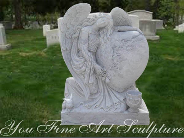 European custom white marble tombstone