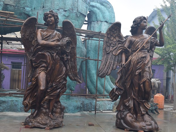 Large garden christian bronze angel statues