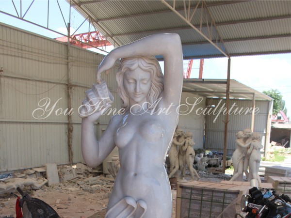 Hand carved exquisite marble girl statue for sale