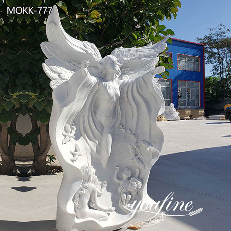 Famous Marble Angel Sculpture Outdoor Decor Manufacturer MOKK-777