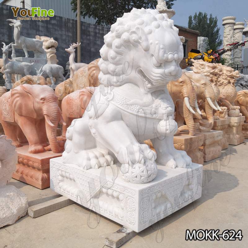 Outdoor garden high quality marble foo dog sculpture