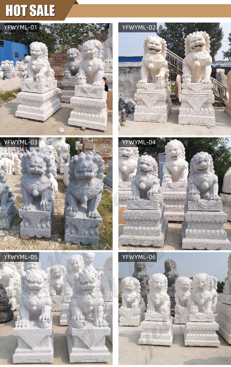 Outdoor garden high quality marble foo dog sculpture