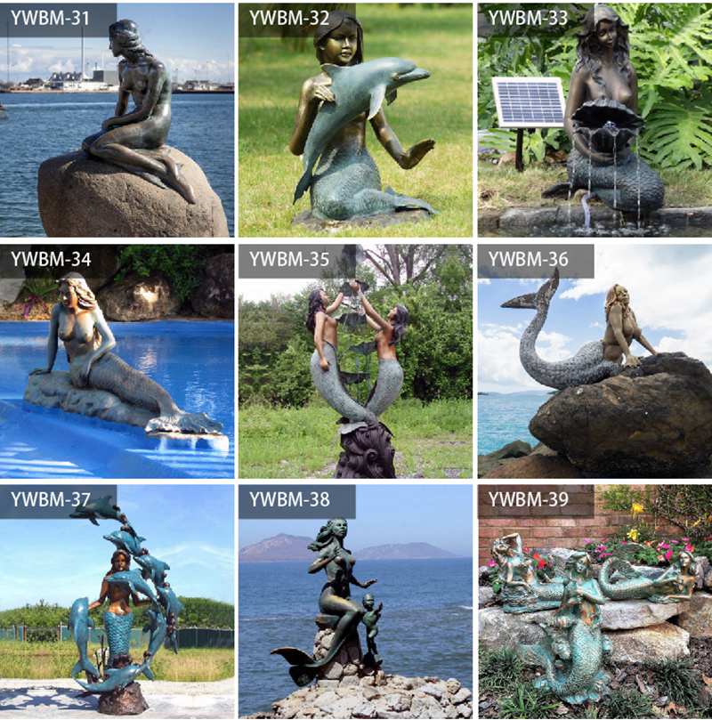 more bronze mermaid statue