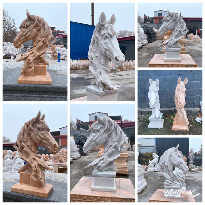 Hand-Carved Classic Marble Horse Head Statue Factory Supplier