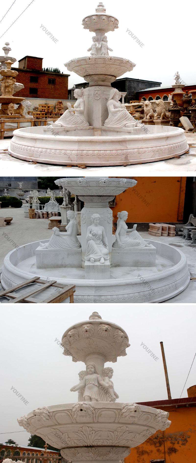 Outdoor Hand-carving Marble Fountain Garden Decor for Sale