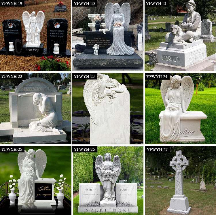 Carved Marble Angel Heart Tombstone