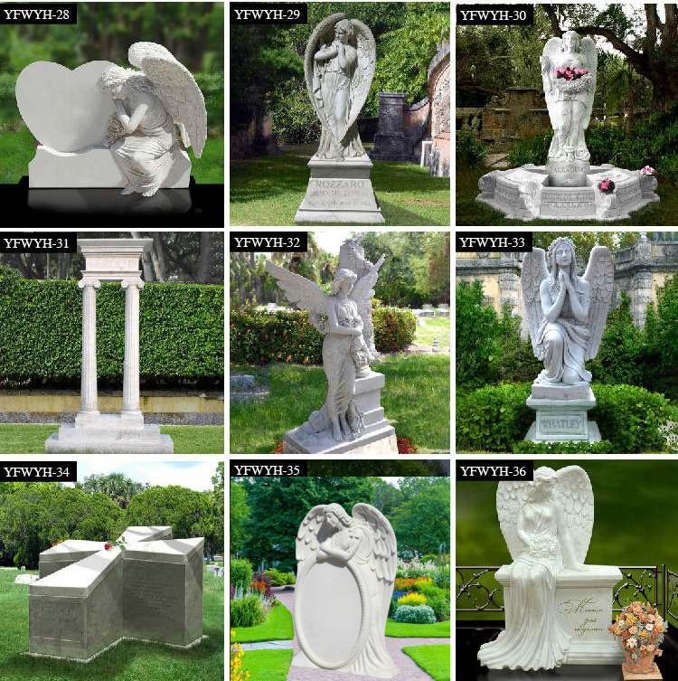 Carved Marble Angel Heart Tombstone