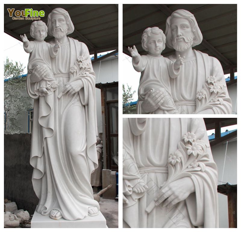 Factory Outlet Marble Saint Joseph and Jesus Sculpture For Sale CHS-257