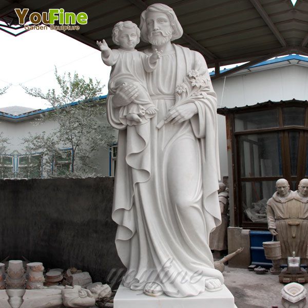 Factory Outlet Marble Saint Joseph and Jesus Sculpture For Sale CHS-257