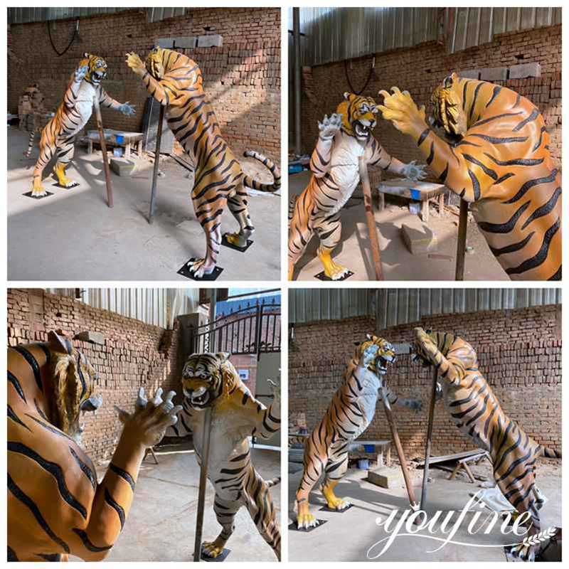 Large Bronze Casting Jumping Tiger Statues Outdoor Decor Factory Supplier