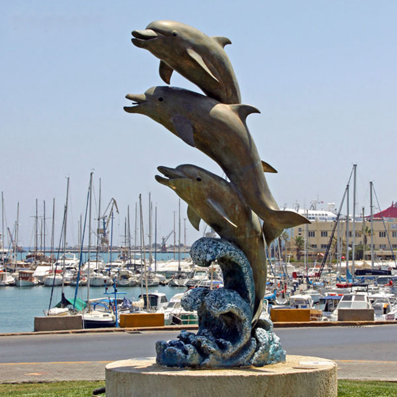 bronze dolphin fountain -YouFine Sculpture
