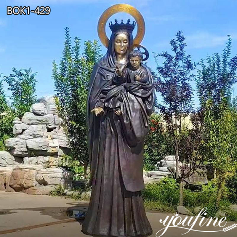 Large Bronze Virgin Mary with Baby Jesus Statues Catholic Decor