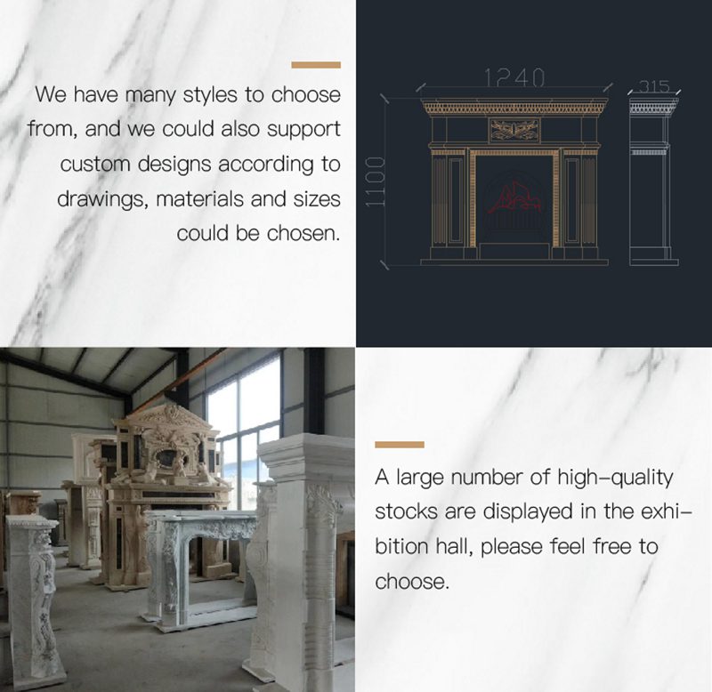Hand Carving Large Marble French Fireplace Mantels Home Decor for Sale