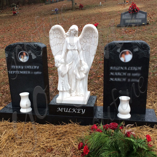 White Marble Angel Tombstone Monument