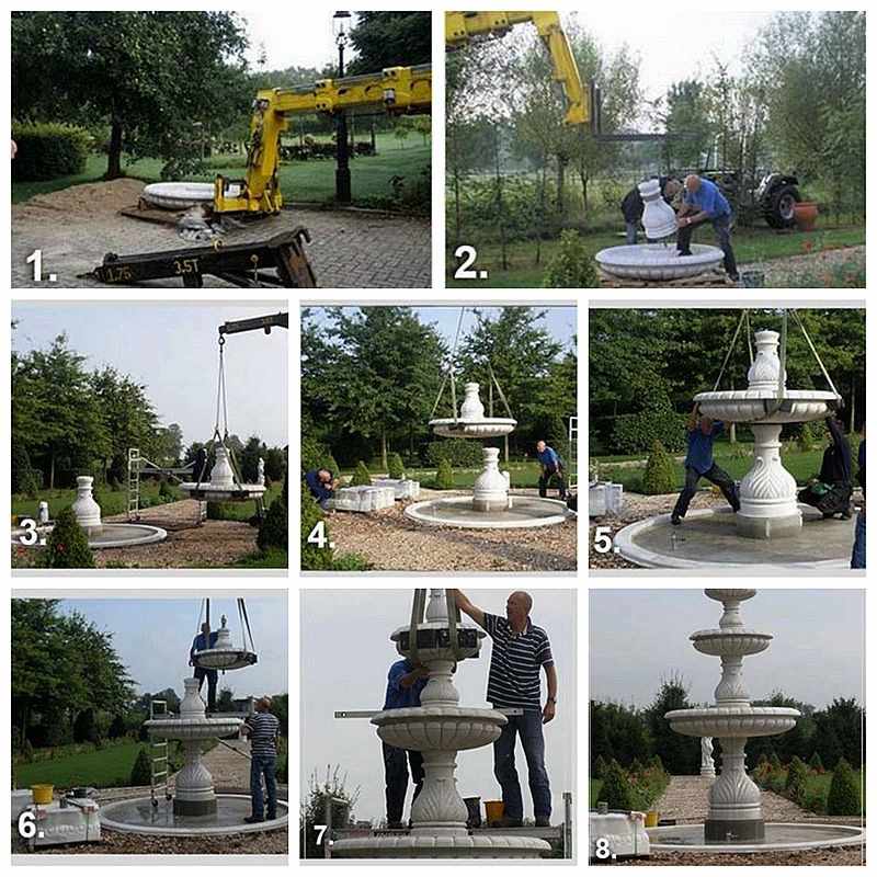 Large Marble Garden Fountain with Hand-carving Lion Statues Factory Supplier