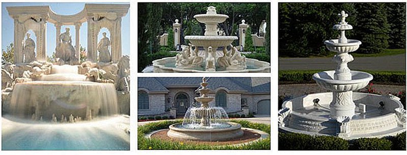 Large Marble Garden Fountain with Hand-carving Lion Statues Factory Supplier