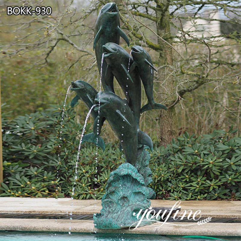 Large Outdoor Bronze Dolphin Statue Fountain for Garden Decoration