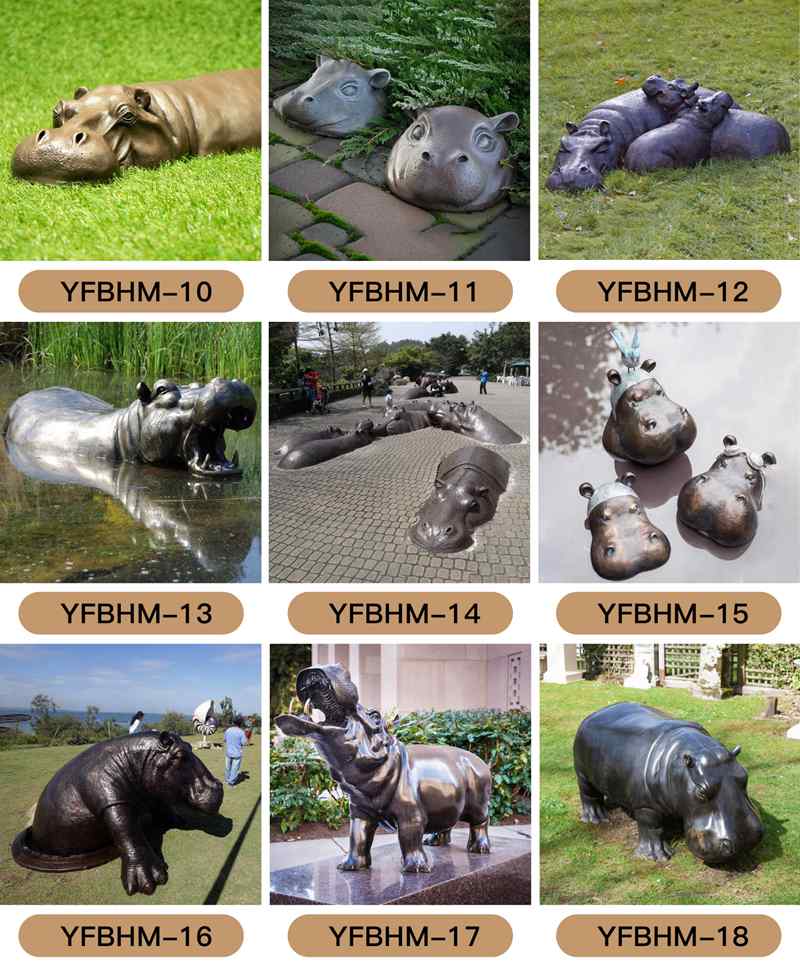 Large Outdoor Bronze Hippo Bust Statue Modern Street Decor Factory Supplier