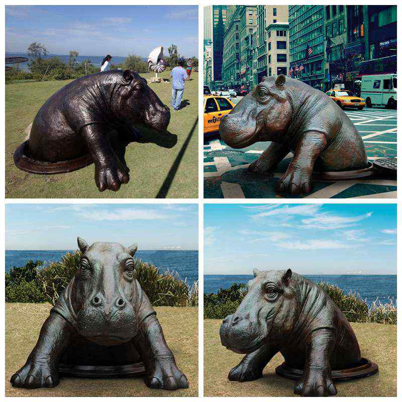 Large Outdoor Bronze Hippo Bust Statue Modern Street Decor Factory Supplier