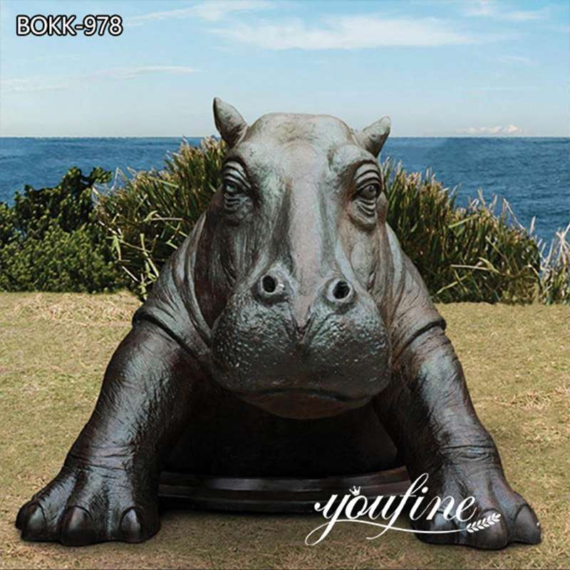 Large Outdoor Bronze Hippo Bust Statue Modern Street Decor Factory Supplier