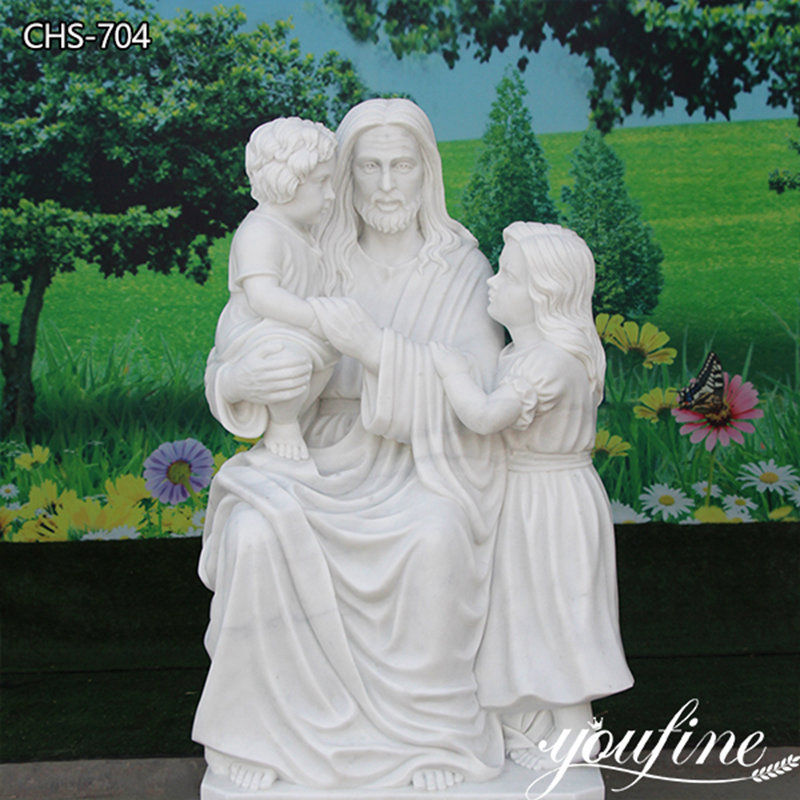 Life-size Jesus with Children Marble Sculpture Religious Sculpture-YouFine Sculpture