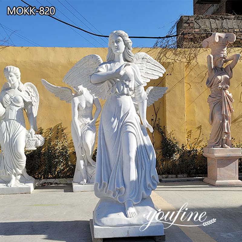 Life -size Marble Angel Statue Outdoor Decor for Sale