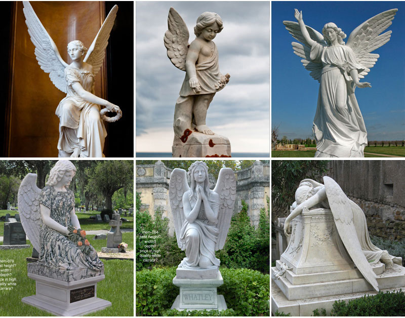 Life -size Marble Angel Statue Outdoor Decor for Sale