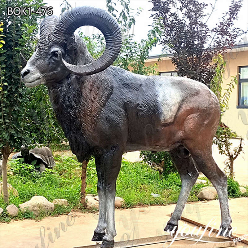 Lifelike Bronze Bighorn Sheep Sculpture Wild Animals Art Decor