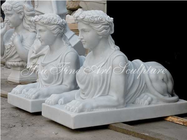 Classic garden marble sphinx statue