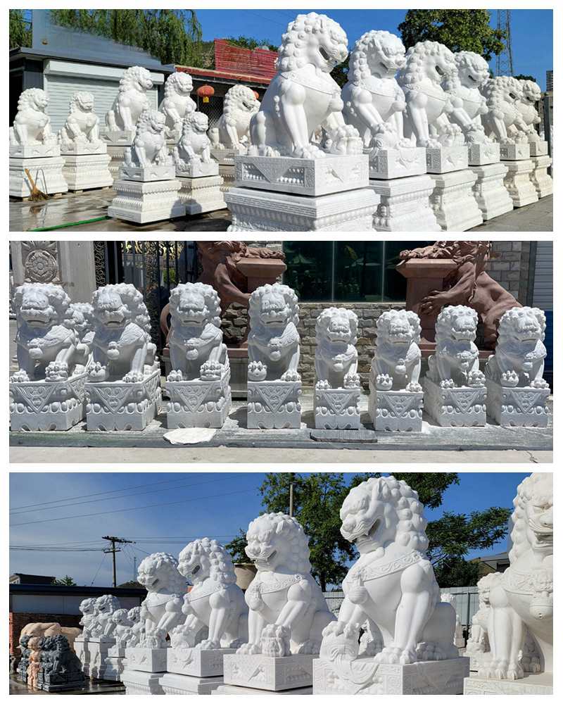 many marble foo dog statues in stock-Factory Supplier