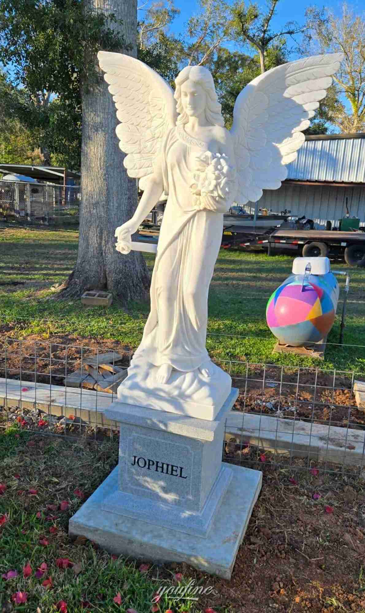 marble angel statue in garden (9)