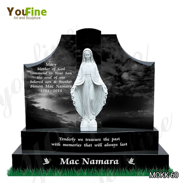 Hand Carved Large White Marble Mary Memorial Headstone for Sale