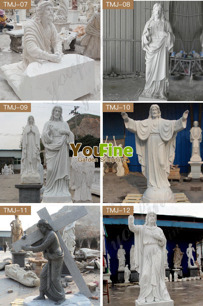 Outdoor High Quality White Marble Jesus and Angel Sculpture