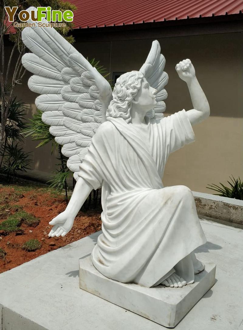 Outdoor High Quality White Marble Jesus and Angel Sculpture