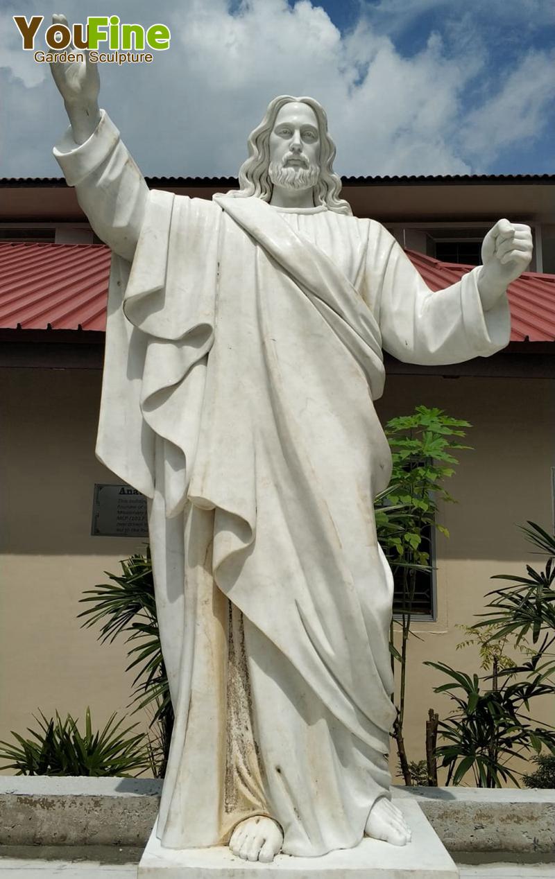 Outdoor High Quality White Marble Jesus and Angel Sculpture