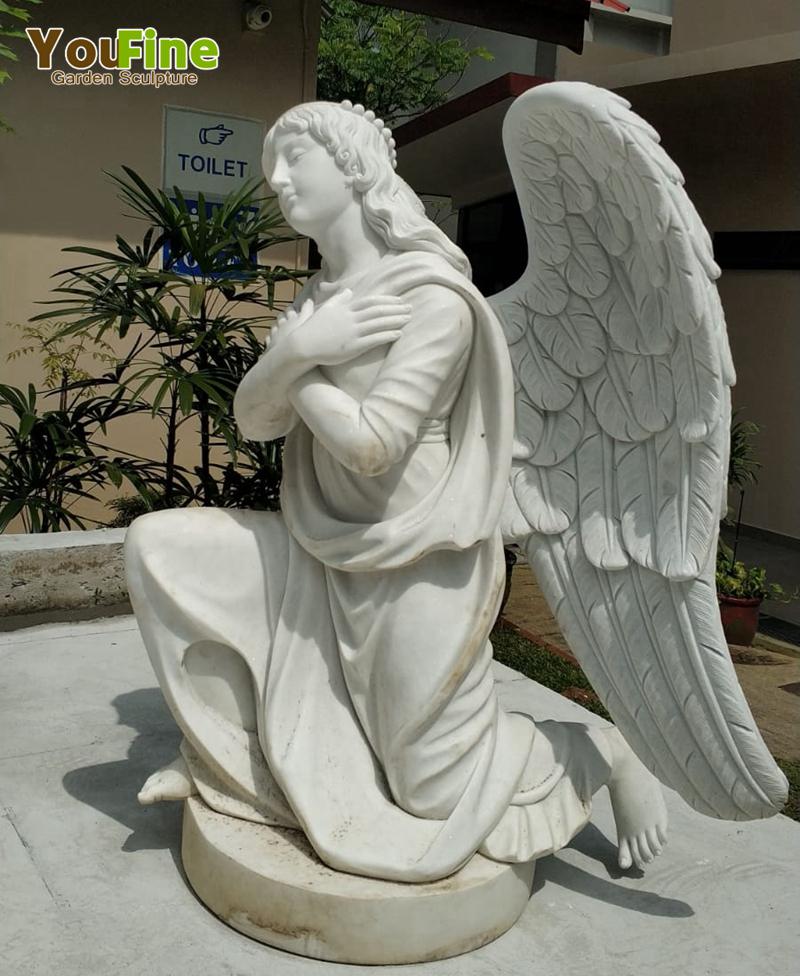 Outdoor High Quality White Marble Jesus and Angel Sculpture