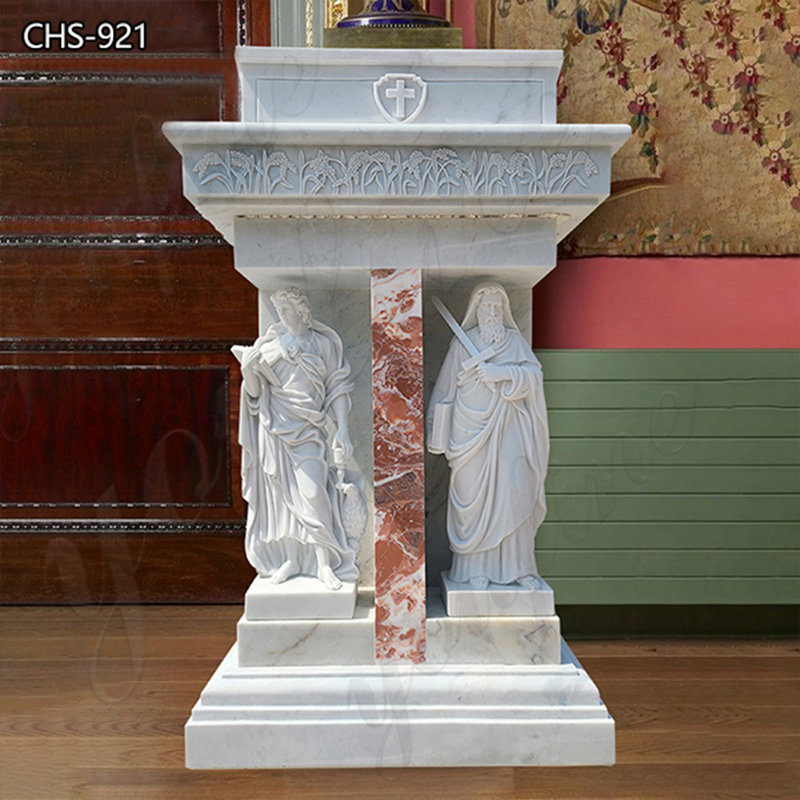 marble pulpit with saint sculptures-YouFine