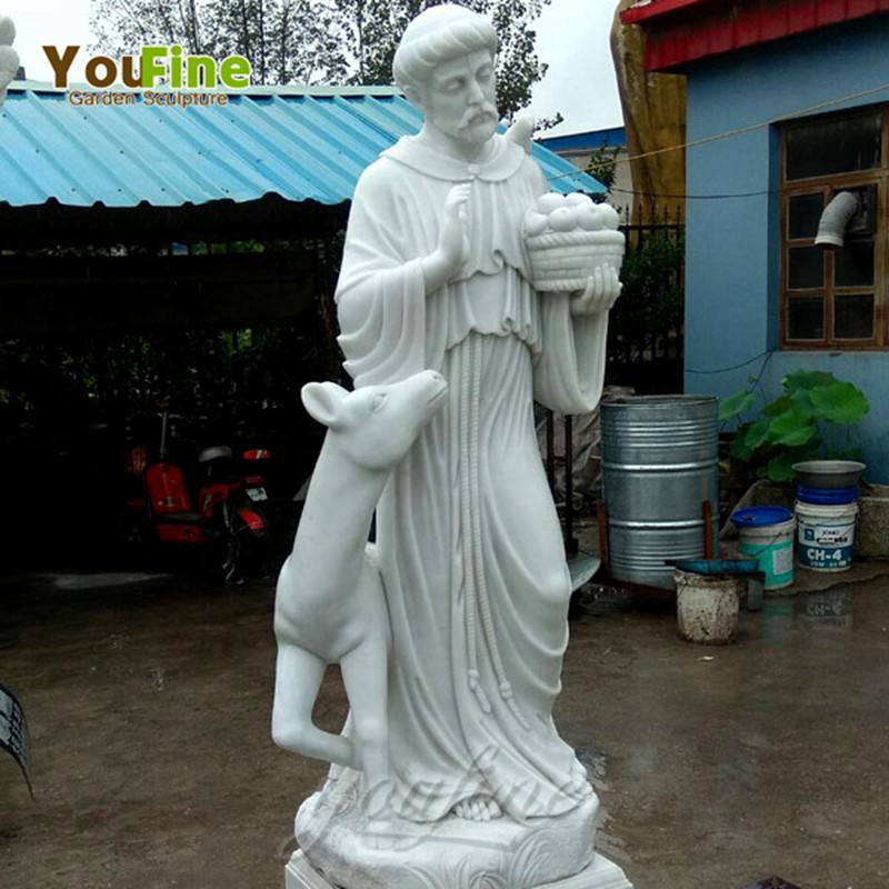 Marble Saint Francis and Animal Sculpture