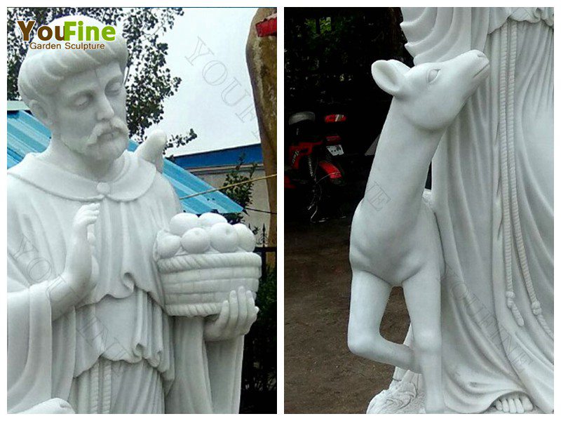 Marble Saint Francis and Animal Sculpture