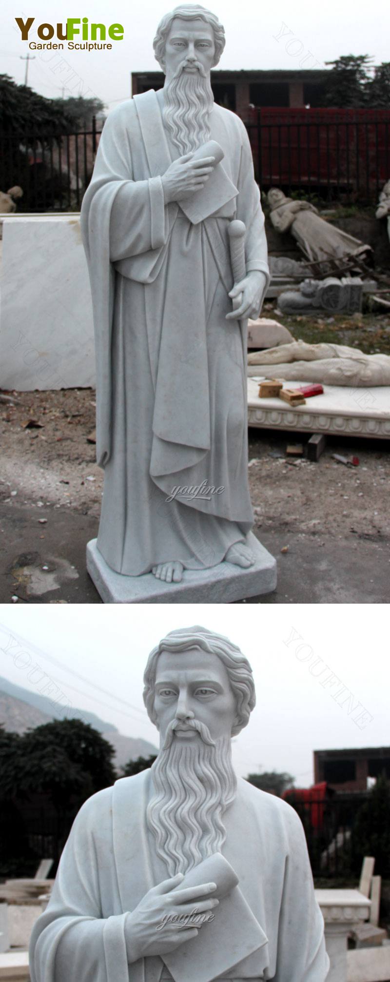 Church Decoration Religious Figure Marble Saint Paul Sculpture