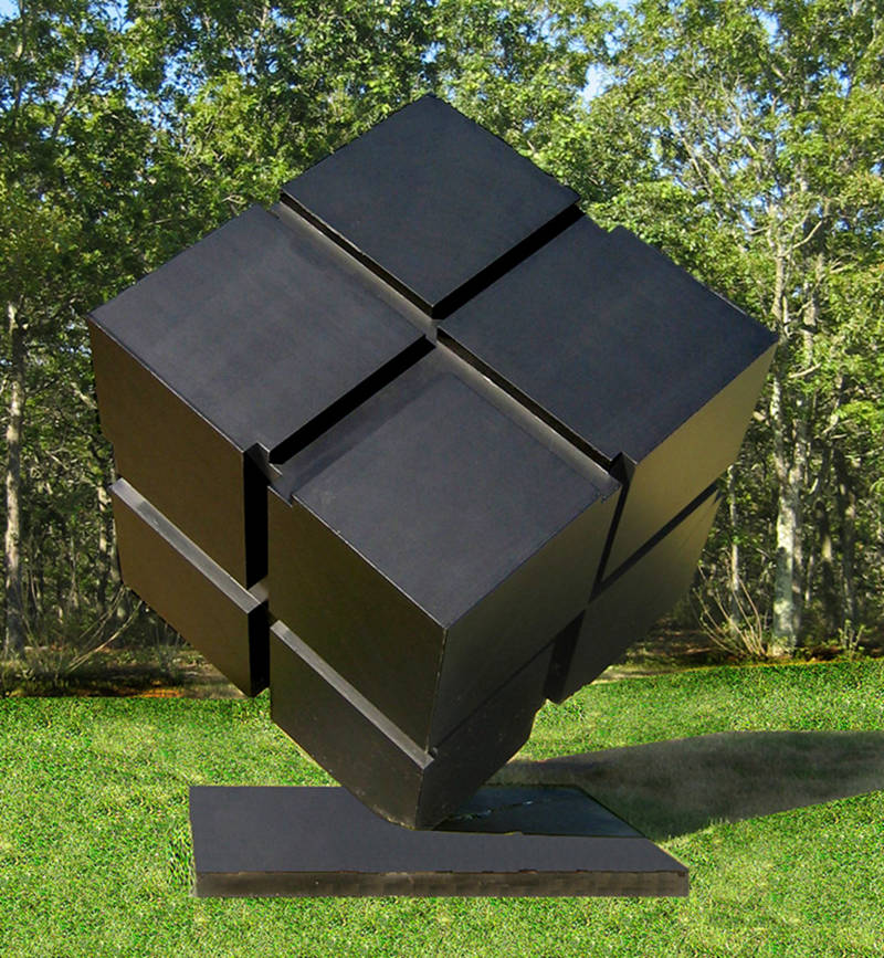 matte metal Cube sculpture for Outdoor-Factory Supplier