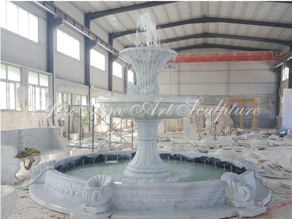 Western Style Hand Carving White Marble Fountain