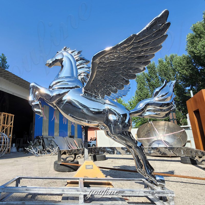 mirror Metal Pegasus sculpture