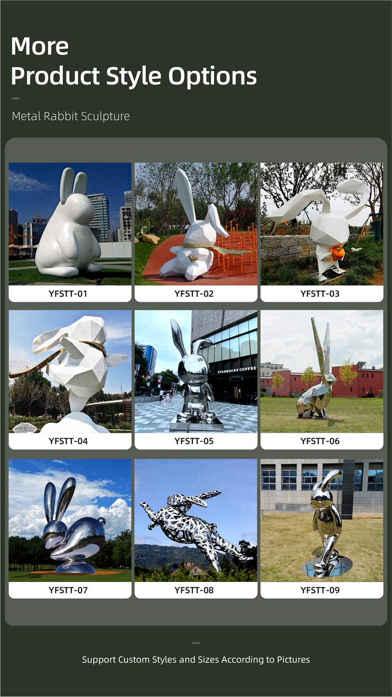 more stainless steel rabbit sculpture
